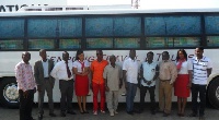 CEO of Kenpong Travels with Azumah Nelson, some old players and media men pose for the cameras