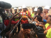 Sports Minister, Isaac Asiamah addressing the press after the inspection