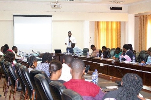 A facilitator taking the nurses through the sickle cell and asthma workshop