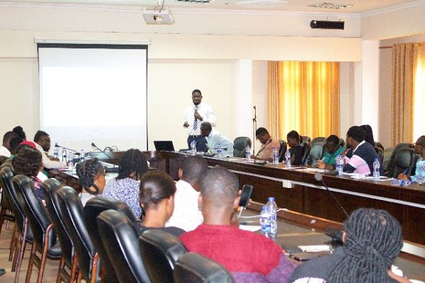 A facilitator taking the nurses through the sickle cell and asthma workshop