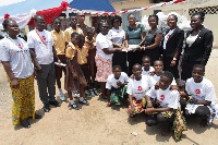 Kemi Okusanya donating items to the 3 primary schools