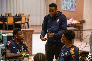 A photo of Asamoah Gyan at the Black Stars team hotel in Morocco