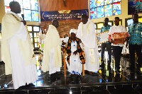 Mrs. Cecilia Adwoa Amankwah being installed by the Priests as Best Mother of the Year.