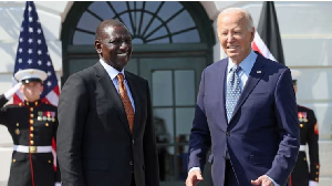 Kenya's President William Ruto poses for a picture with US President Joe Biden