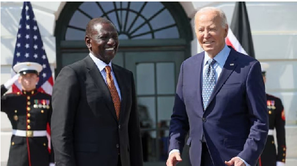 Kenya's President William Ruto poses for a picture with US President Joe Biden