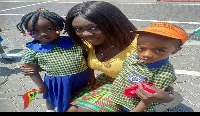 Madina Ewuraama Asare with two of her pupils