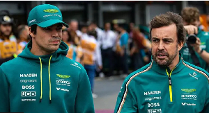 Aston Martin drivers Lance Stroll and Fernando Alonso