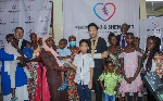 Some mothers with their children who are suffering from hole in heart, and the donors