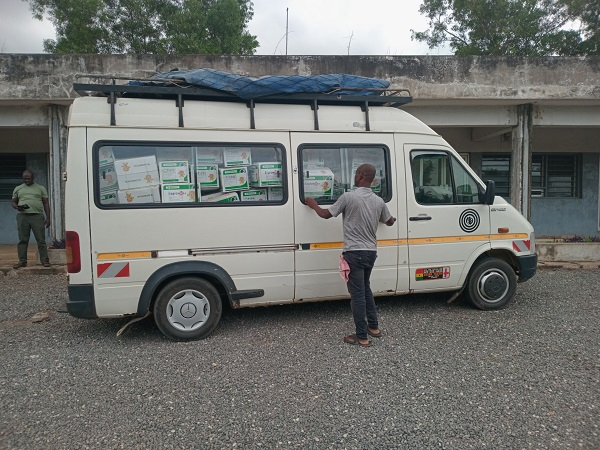 The sprinter bus used in smuggling the cocoa beans