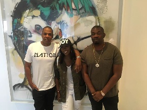L-R: Jay Z, Tiwa Savage and Don Jazzy