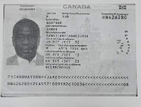 A photo of James Gyakye Quayson's passport