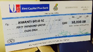 AshantiGold receive cheque