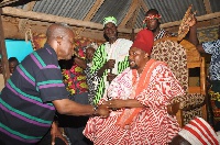 Vice President Amissah-Arthur in a handshake with the chief of Nangodi