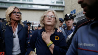 Paola Deffendi, Giulio Regeni's mother, centre, leaving the courtroom in Rome