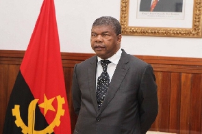Angola’s President Joao Lourenco giving a press conference.