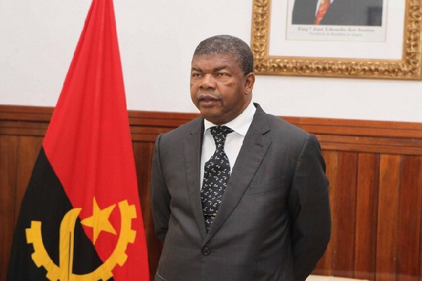 Angola’s President Joao Lourenco giving a press conference.