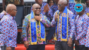 President Akufo-Addo being inducted by the Odade3 1962 year group chairman