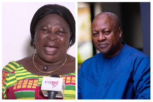 A photo collage of Akua Donkor and John Mahama