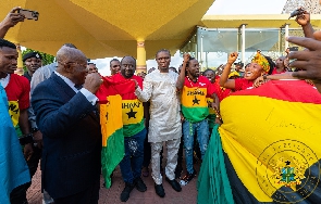 President Akufo-Addo with some fans and Sports Minister
