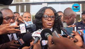 Attorney General, Gloria Akuffo speaking to the media