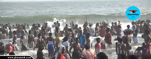 Holidaymakers having fun at the Labadi Beach