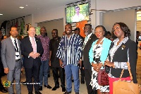 The Minister with his deputy and some of the dignitaries at the launch