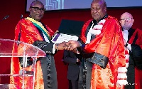 Former President John Dramani Mahama receiving the degree