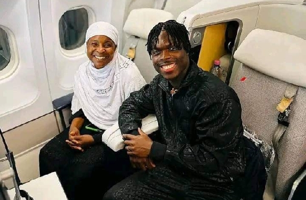 Alidu Seidu and his mother enroute to France