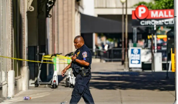 A police officer at the crime scene