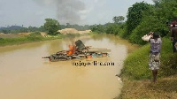 Some of the galamsey equipment being burnt