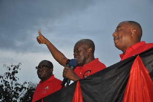 Vice president Kwesi Amissah-Arthur addressing the crowd with Owuraku Amofa on the right