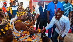 Nana Odam Gyamfi, the President of Akroso traditional council and Dr Bawumia