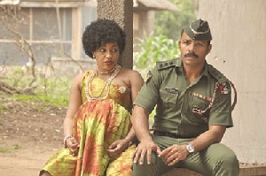 Rita Dominic and Ramsey Nouah on set