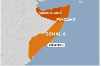 Map of Somalia showing Puntland and Somaliland