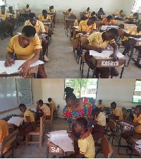 DCE for Nadowli-Kaleo, Hon. Katherine T.Lankono (below), visited the students during the exam
