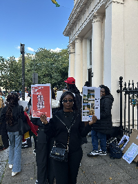 Some Ghanaians in the UK protested in front Ghana's High Commission