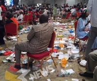 The delegates littered the whole place with leftover food