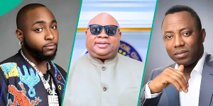 Davido (L)  has taken a swipe at Sowore (R) over comment made about his uncle (M)