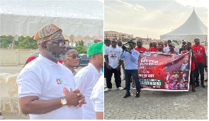 A collage of Ambassador Oloye Fatuyi at the event ground