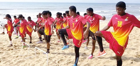 The Black Princesses working out at the beach