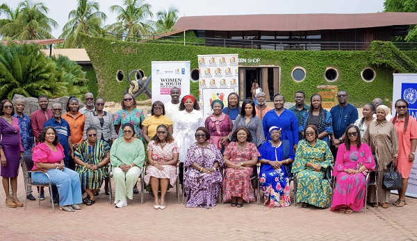Group photo of female MPs in Ghana with representatives from partner organisations and consultants