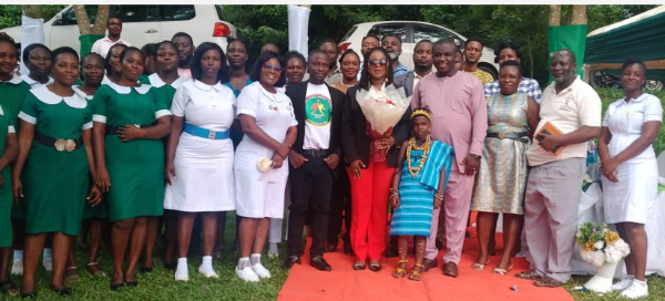 Dr Okoh-Owusu (5th from left) announced this when she addressed staff of the GHS