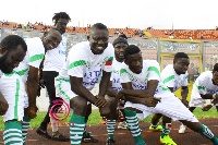 Some Kumawood actors preparing to face the AFCON 92 team