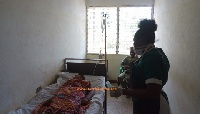 One of the students on admission at  the Upper East Regional Hospital being attended to by a nurse