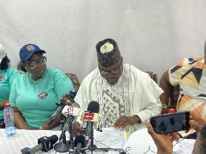 IEAG Executive Secretary, Samson Asaki Awingboit (M) speaking to the media