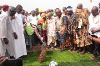 Minister of Energy , John Peter Amewu performing the groundbreaking ceremony