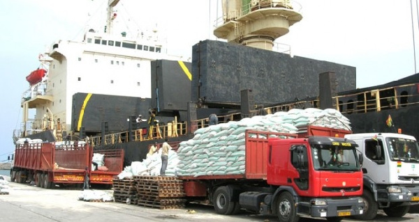 Cargo cars loading from the ports