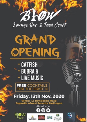 Blow Lounge Bar and Food Court opens on Friday 13th of November 2020