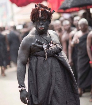 File photo: a royal executioner at the funeral grounds of Asantehemaa