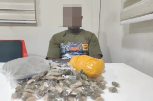 The suspect with the seized drugs